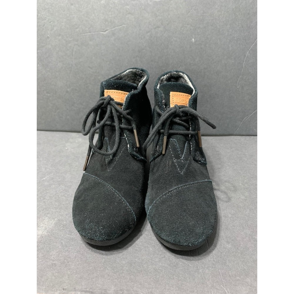 TOMS Black Suede Wedge Ankle Boots sz. 7 - Picture 7 of 8